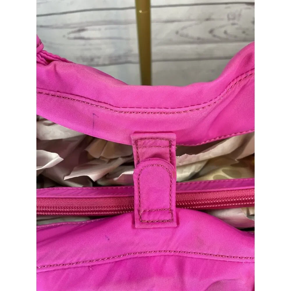 Kate Spade New York Hot Pink Nylon Tote Bag Bow Accent Shoulder Purse - Picture 12 of 13